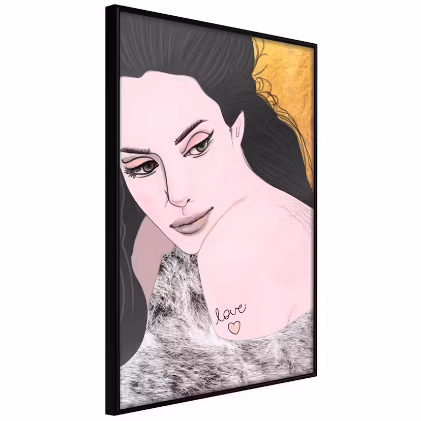 Poster Artgeist Affisch Sensual and Love Svart ram, 40x60 cm