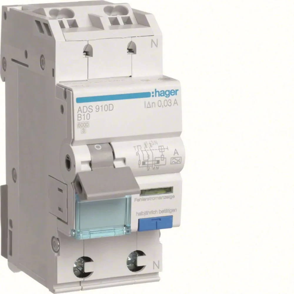 Hager ADS920D Personskyddsautomat 1-pol, typ A, 30 mA, B-karakteristik 20 A - Bild 2