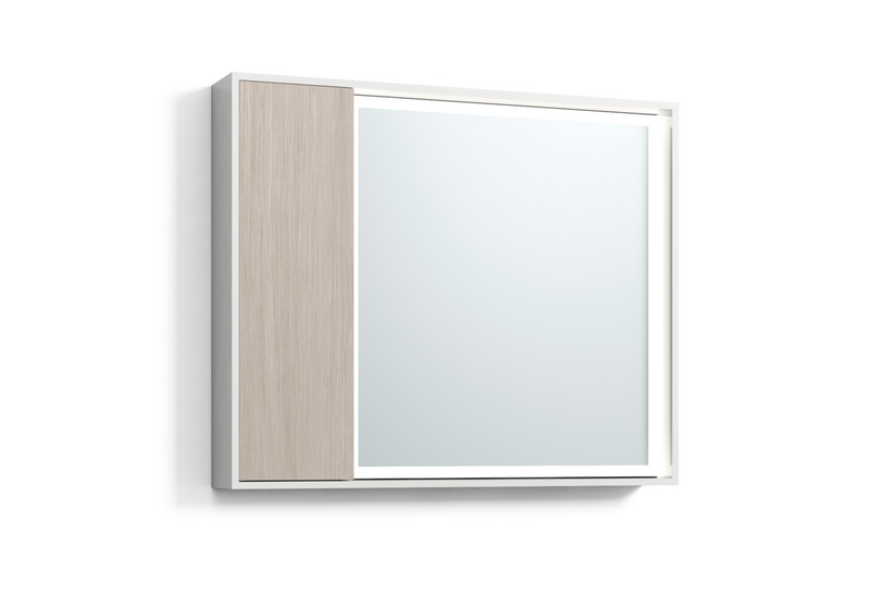 SPEGELSKÅP SVEDBERGS DK VIT/BLOND EK LED EL 2HYLL VÄNSTER 80CM