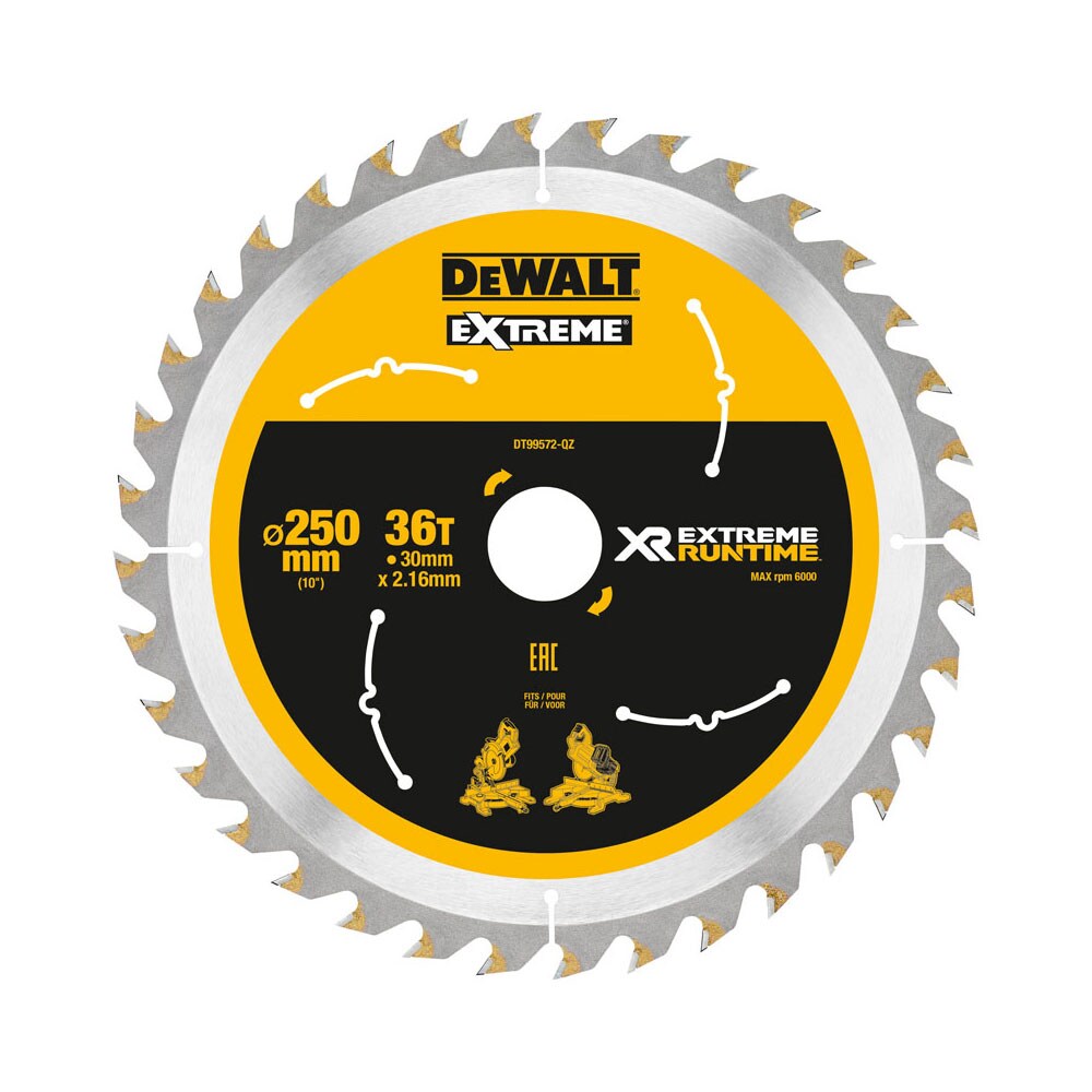 Kjøp Dewalt Sågklinga XR för trä med spik, DT99572, 250 mm x 30 mm, 36T