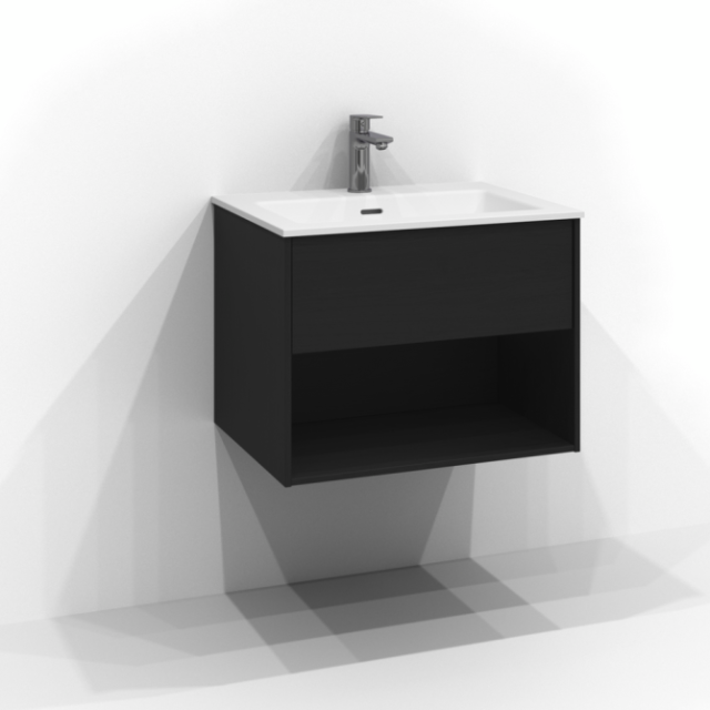 TVÄTTSTÄLLSSKÅP SVEDBERGS EPOS PLAN SVART ASK 1LÅD ÖPPEN PUSH 60X45X45,3CM