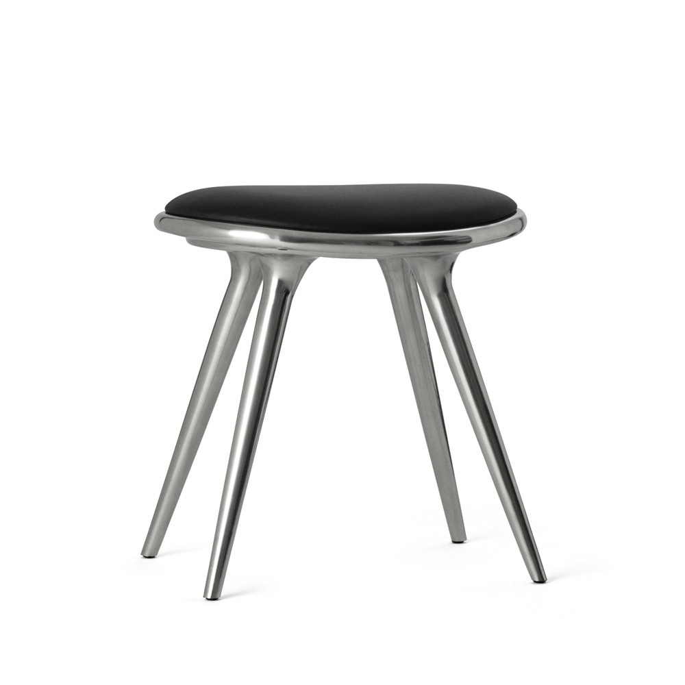 Mater pall, läder svart, aluminiumstativ
