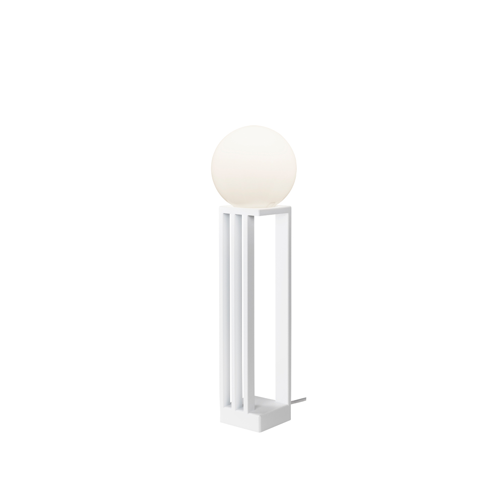 Libreria bordslampa, vit struktur, opalvitt glas