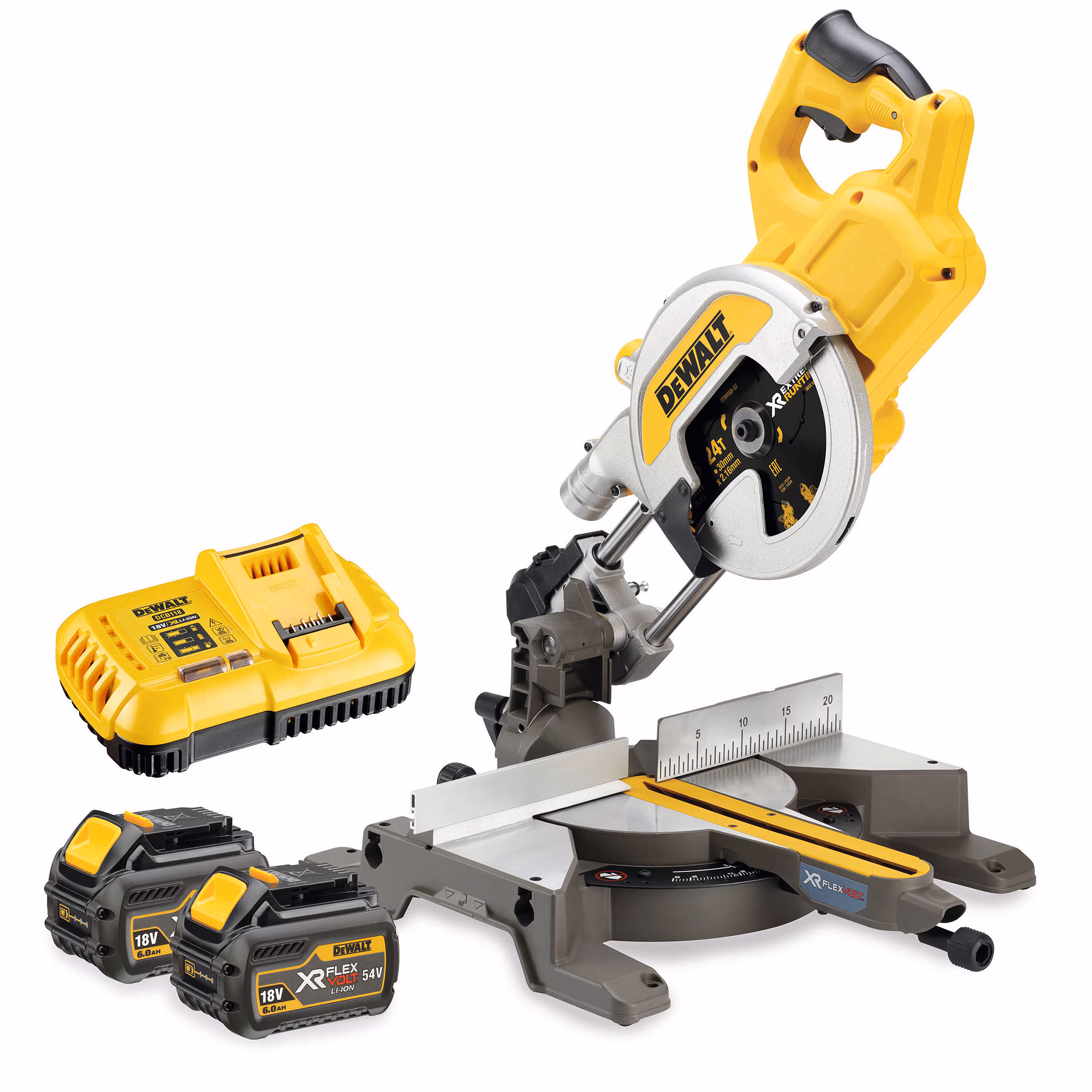 Kjøp Dewalt Kapp- og gjærsag 54V XR, DCS777T2, inkl. batteri & lader