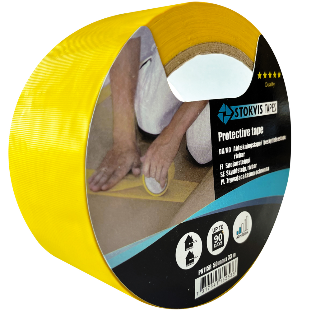 SKYDDSTEJP 50MMx33M RIVBAR GUL INOM/UTOMHUS