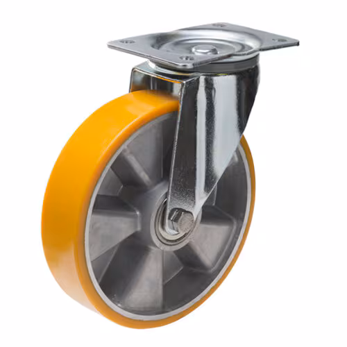 Kjøp Swede-Wheel Industrihjul 200 mm med plate 135x110 mm, aluminiumsnav, PUR-bane