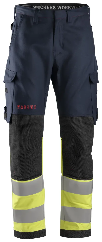 Snickers Workwear 6363 ProtecWork Arbetsbyxa varsel, gul/marinblå 144