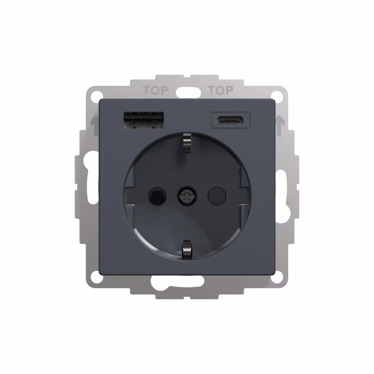 Kjøp Schneider Electric Vegguttak, 1-Veis, 2x Usb, 3a A+C, Antrasitt