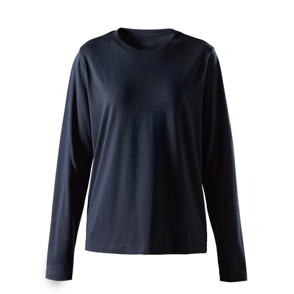 T-SHIRT KLASSISK LÅNG ÄRM DAM MARIN STL XS