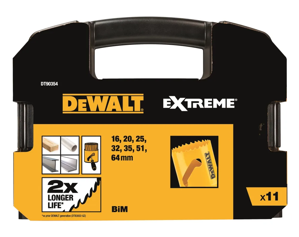 Dewalt DT90354-QZ Hålsågsats för trä, metall och plast, 11 delar