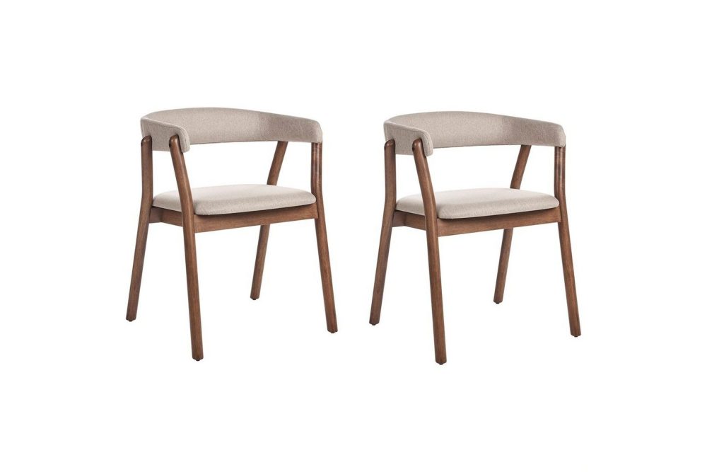 Matsalsstol Mylo set om 2 Beige-Mörkt Trä