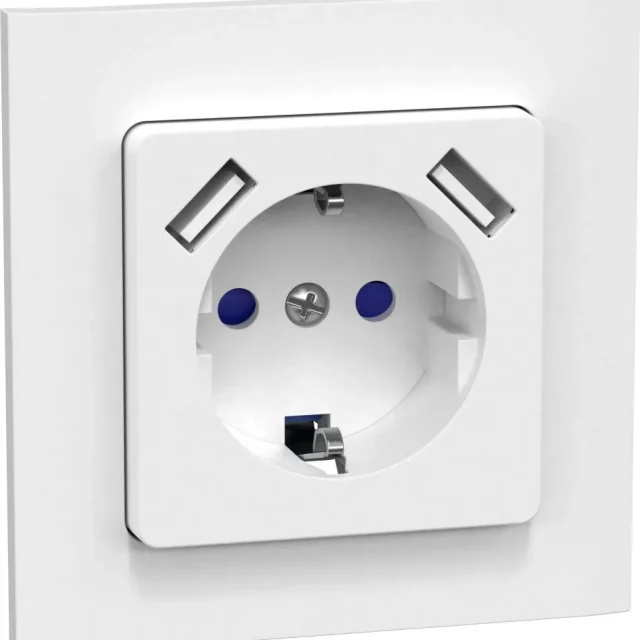 Gelia Connect 2 Home Vägguttag infällt, jordat, med USB, 1-vägs