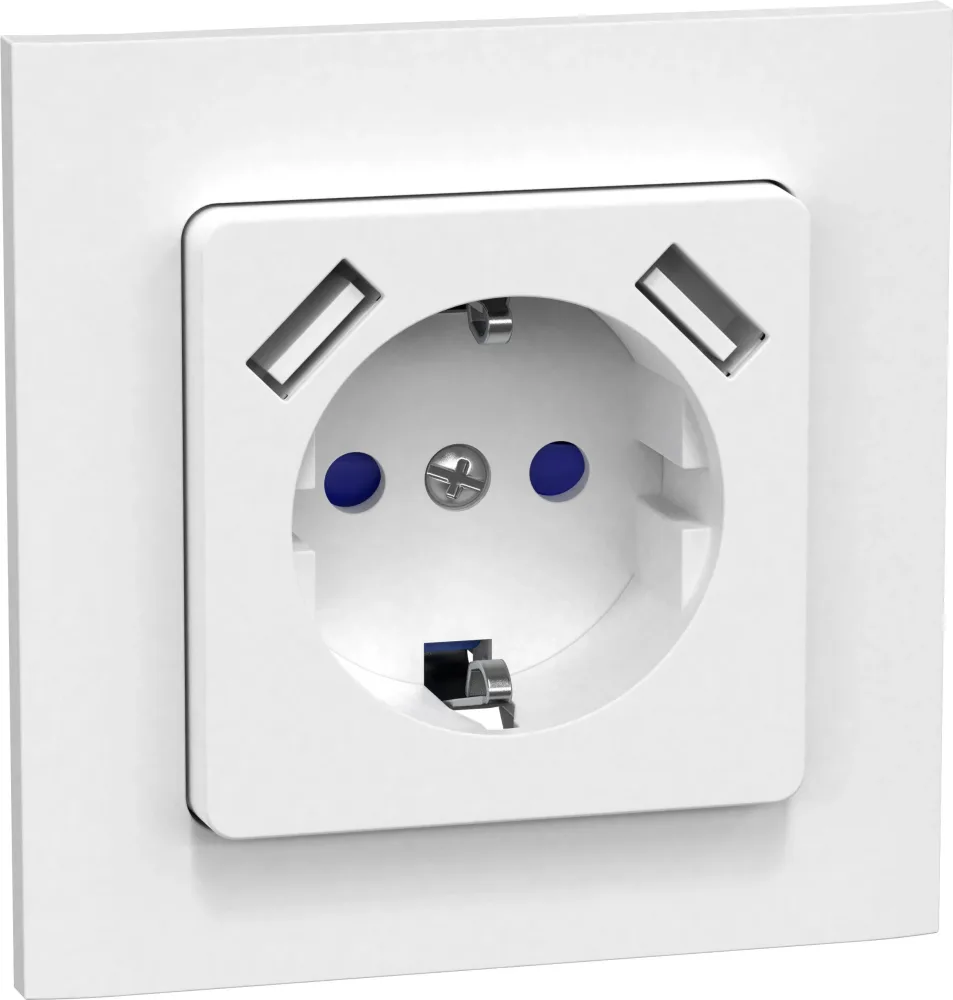Gelia Connect 2 Home Vägguttag infällt, jordat, med USB, 1-vägs