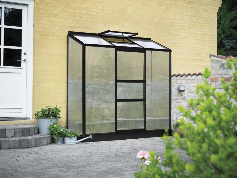 Halls Altan 3 + F06461 Växthus med fundament, 1,3 m², svart