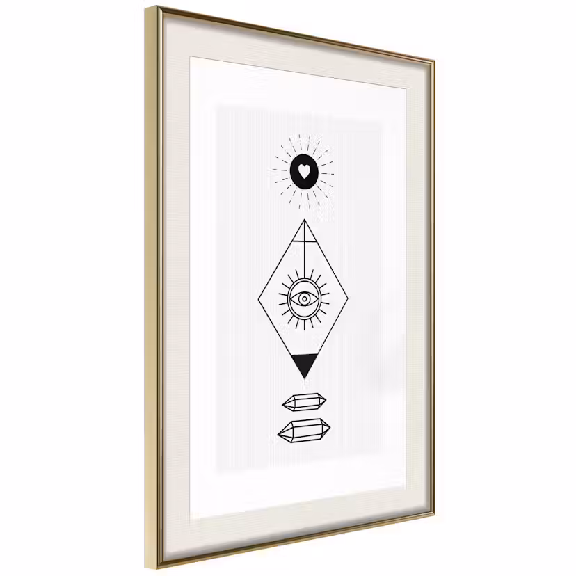Poster Artgeist Affisch Symbols Guld ram med passepartout, 30x45 cm