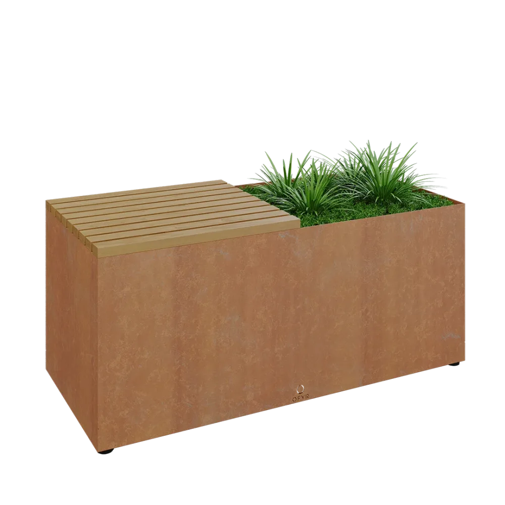 OFYR Herb Garden Bench Black Trädgårdsbänk sittskiva utav trä Svartlackerat stål