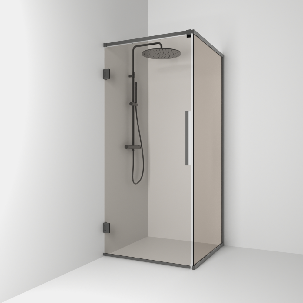 HÖRNDUSCH SVEDBERGS LANGFOSS RAK/FAST BL SVART BRONSGLAS 90X200X82CM