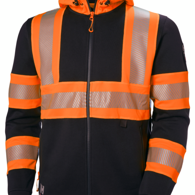 LUVTRÖJA HELLY HANSEN ICU HELZIP VARSEL, ORANGE/GRANITGRÅ L