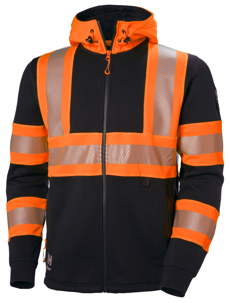 LUVTRÖJA HELLY HANSEN ICU HELZIP VARSEL, ORANGE/GRANITGRÅ L