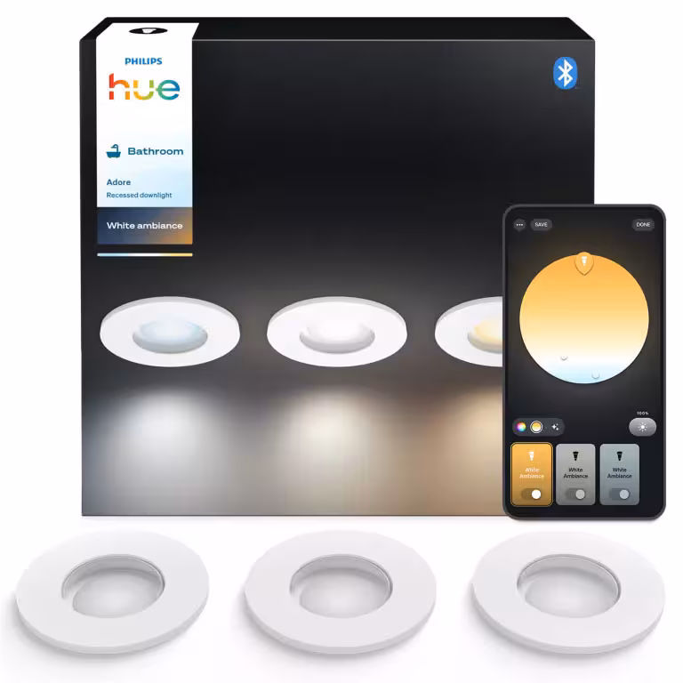 Kjøp Philips Hue Innfelt Spotlight Adore HUE, GU10, 4,2W, hvit, 3-pakning