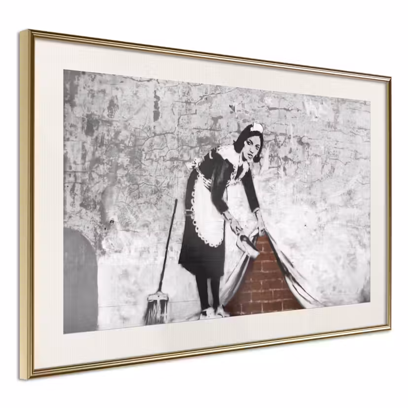 Poster Artgeist Affisch Maid Guld ram med passepartout, 30x20 cm