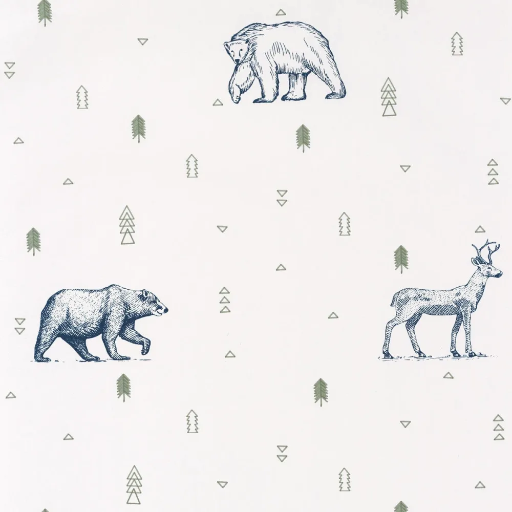 Our Planet Grizzly Bears Vert Kaki / Bleu Nuit Oup101987403 Tapet | Stuvbutiken
