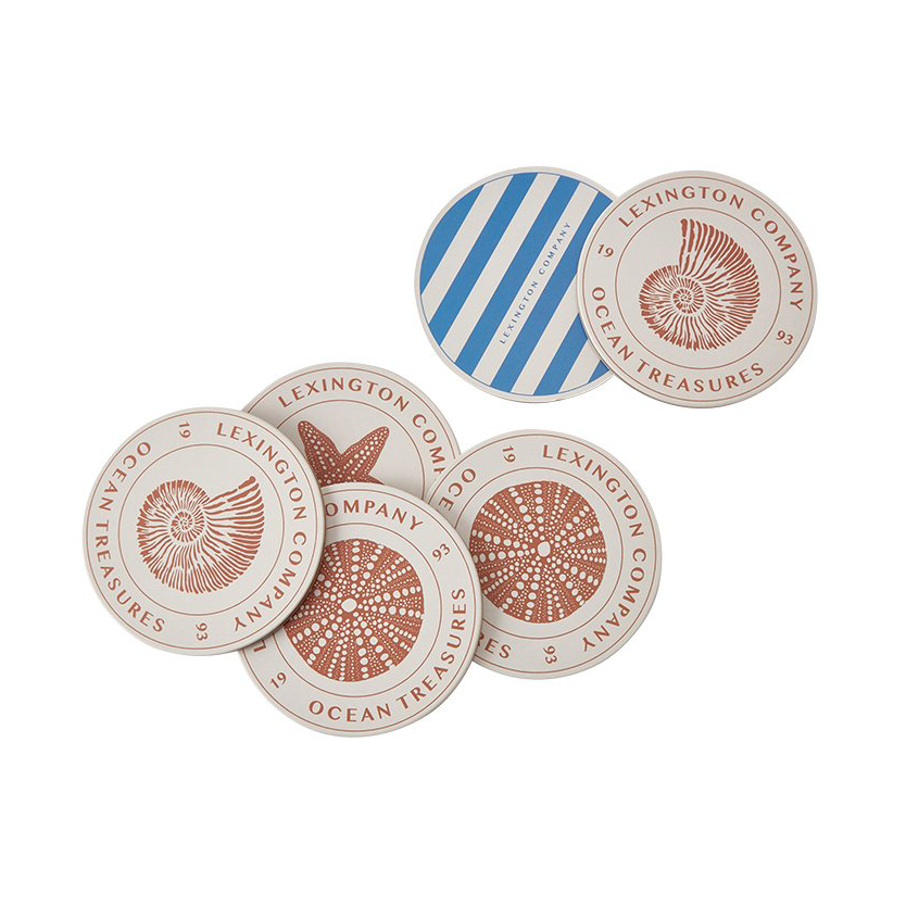 Ocean Treasures glasunderlägg Ø9,5 cm 6-pack, Blue