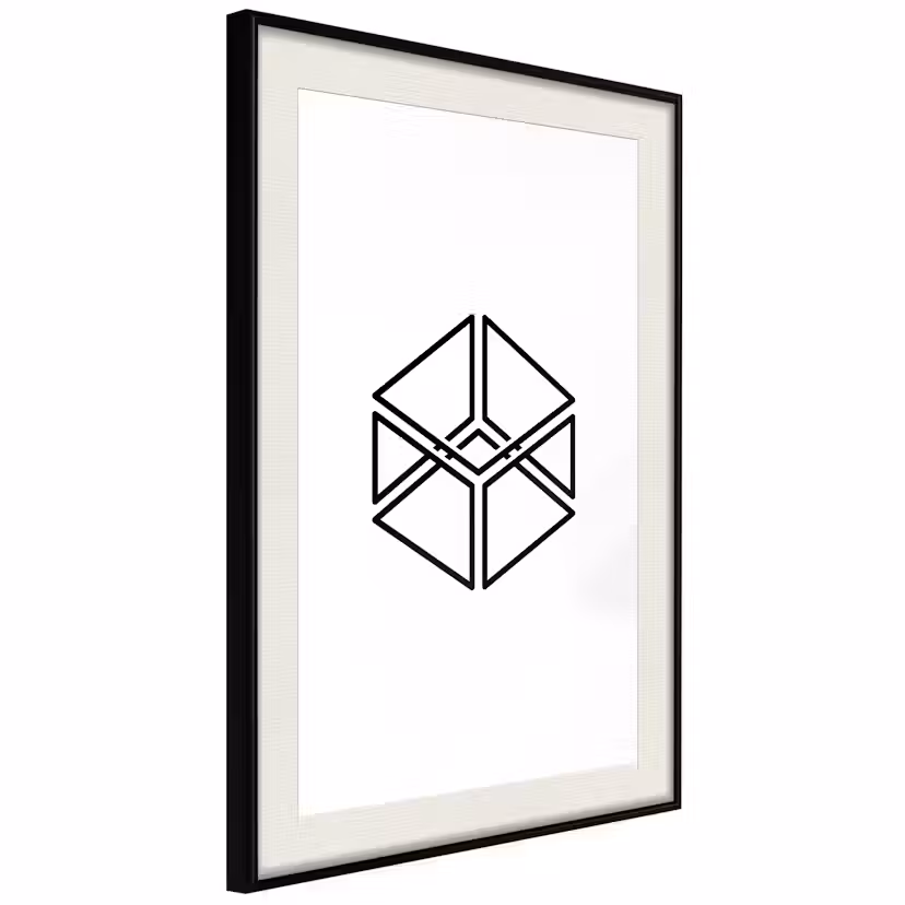 Poster Artgeist Affisch Cube Svart ram med passepartout, 20x30 cm