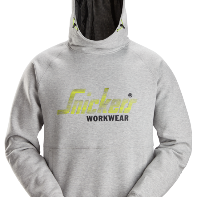 HOODIE SNICKERS WORKWEAR LOGO GRÅMELERAD STL L