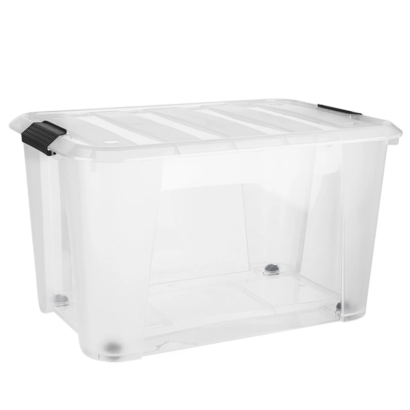 Förvaringslåda Inkl. Lock & Hjul Transparent, 52L - Bild 2