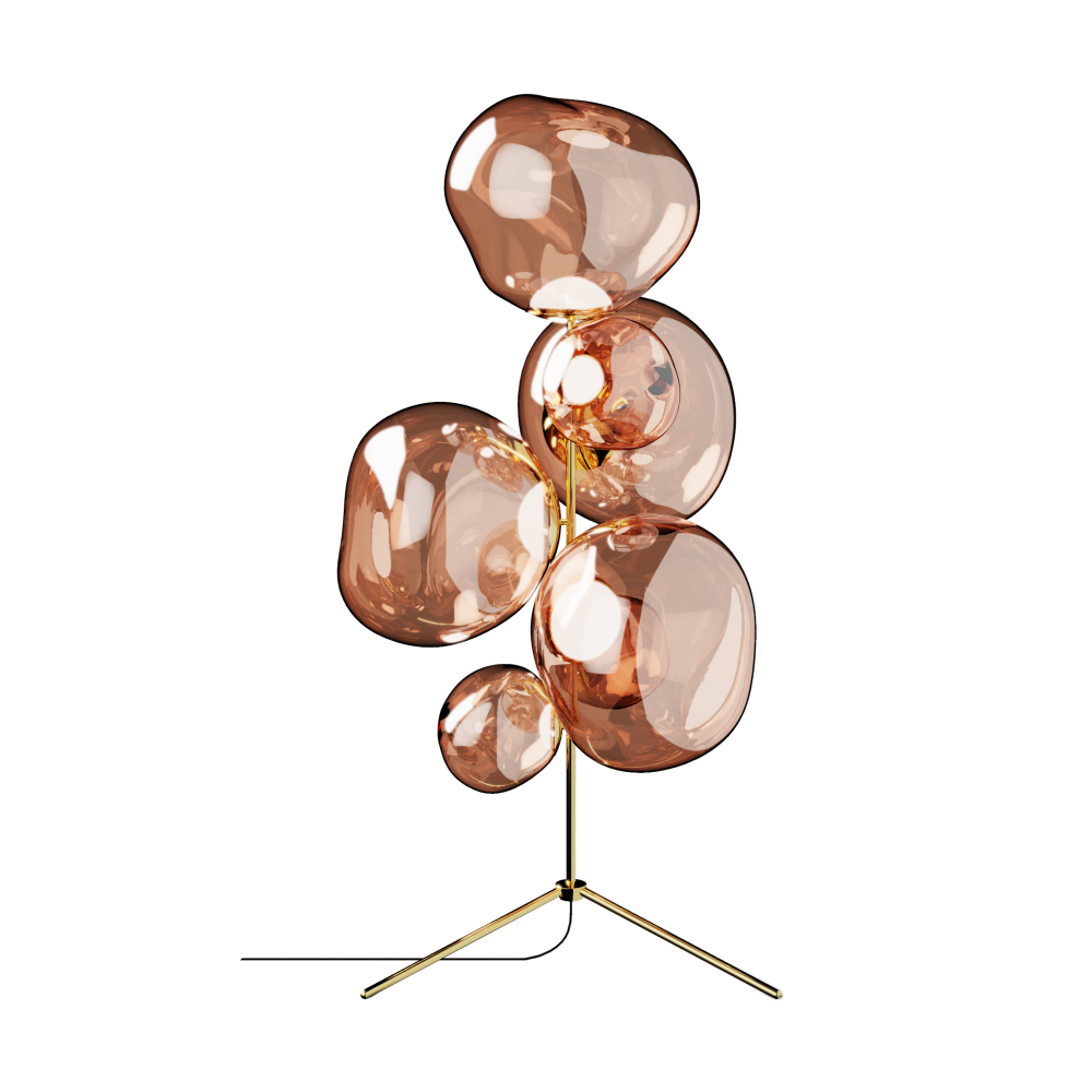 Melt Chandelier golvlampa LED 175 cm, Copper