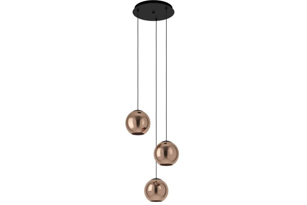 Takpendel Eglo Cordoba Rondell Svart/Koppar med 3 Lampor
