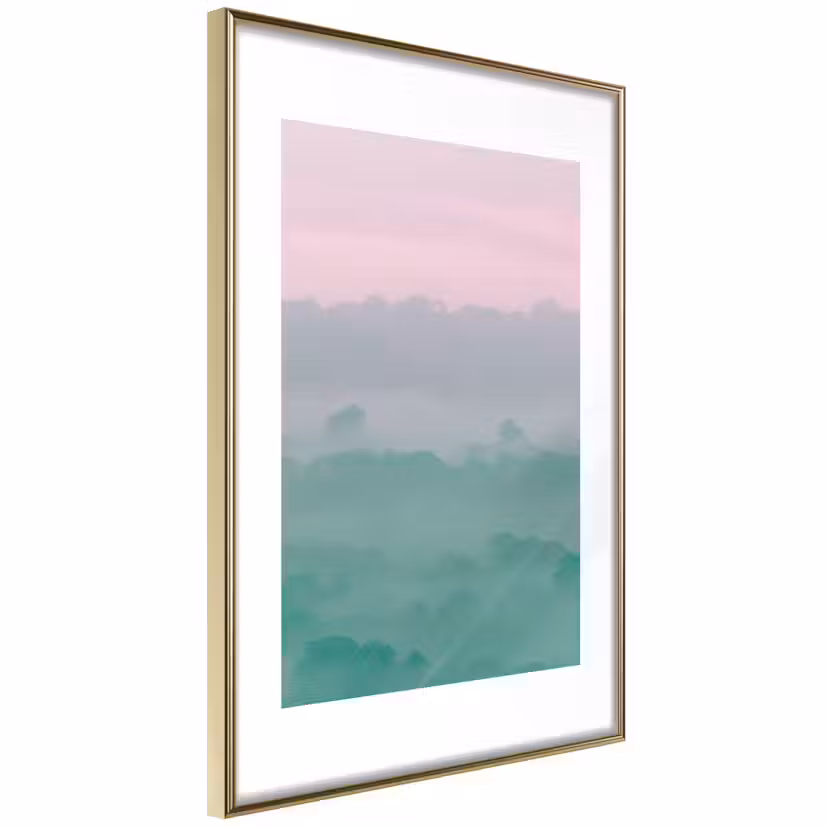 Poster Artgeist Affisch Foggy Dawn Guld ram, 40x60 cm