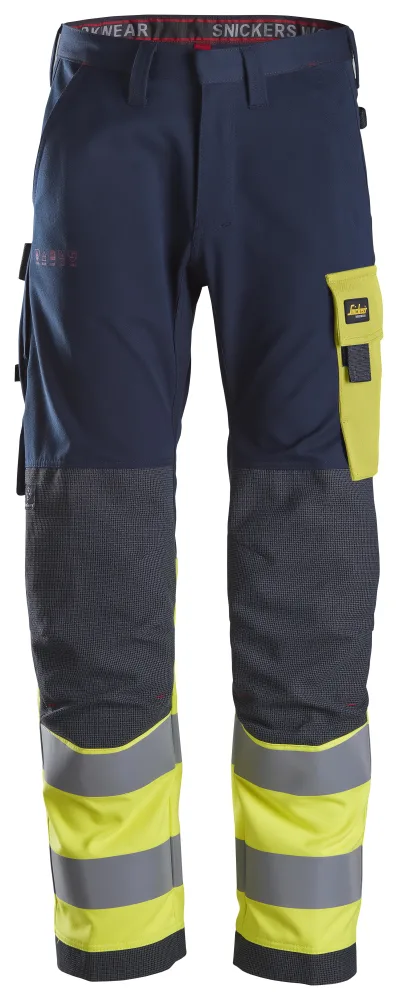 Snickers Workwear 6376 ProtecWork Arbetsbyxa marinblå/varsel, gul D100