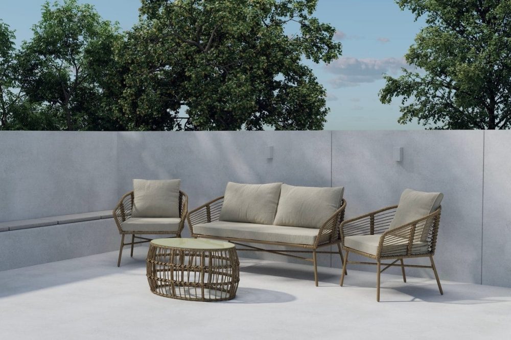 Soffgrupp Lipari 2-sits Soffa + 2 Fåtöljer med bord Utomhus