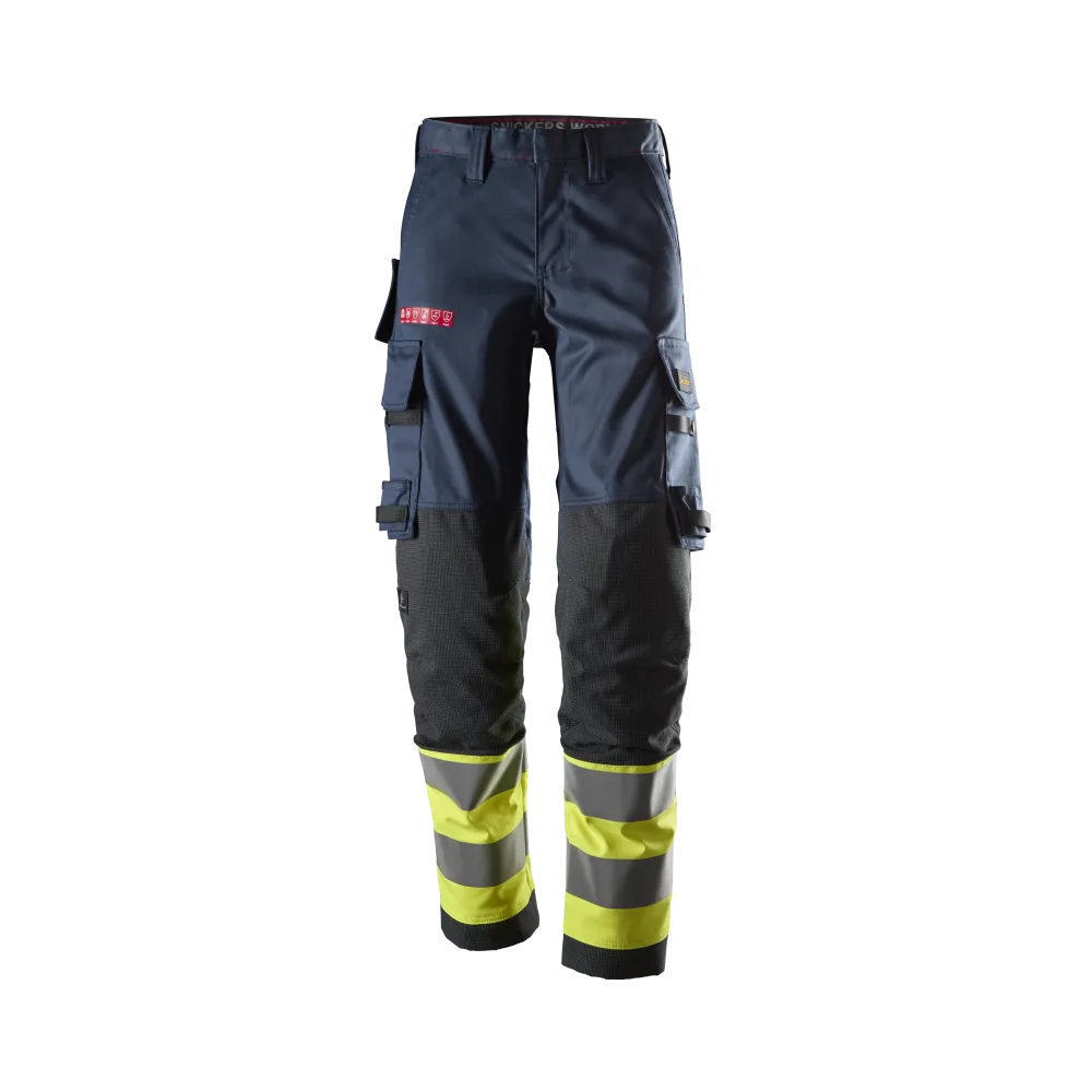 Snickers Workwear ProtecWork 6764 Varselbyxa varsel, marinblå/gul, dam, klass 1, flamskydd 46