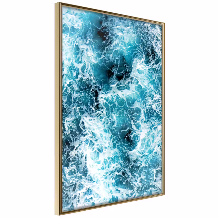 Poster Artgeist Affisch Sea Currents Guld ram, 40x60 cm
