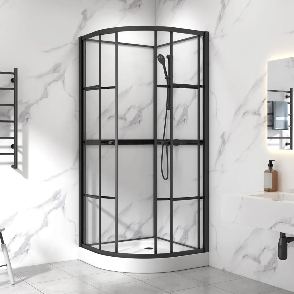 Industri duschkabin (rundad) 80x80x215 - svart