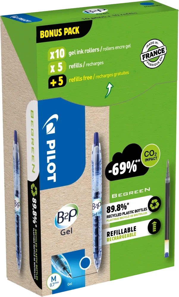 Pilot B2P Gel 556206 Kulspetspenna med refill, 10-pack Svart
