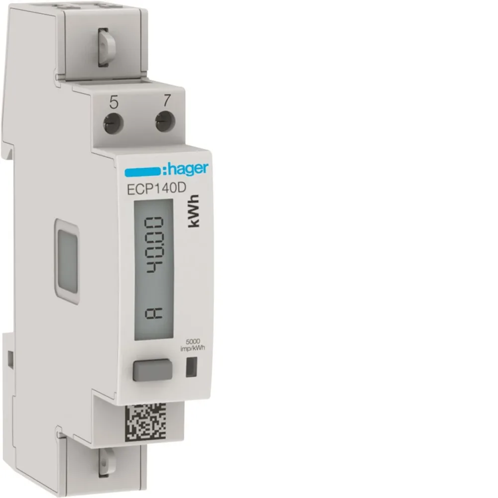 Hager ECP140D Energimätare 1-fas, 40A, direkt puls, 92-276 V, IP20