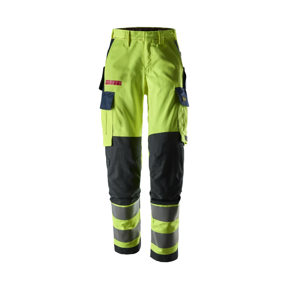 Snickers Workwear ProtecWork 6367 Arbetsbyxa varsel, gul/marinblå, dam, klass 2, flamskydd 50
