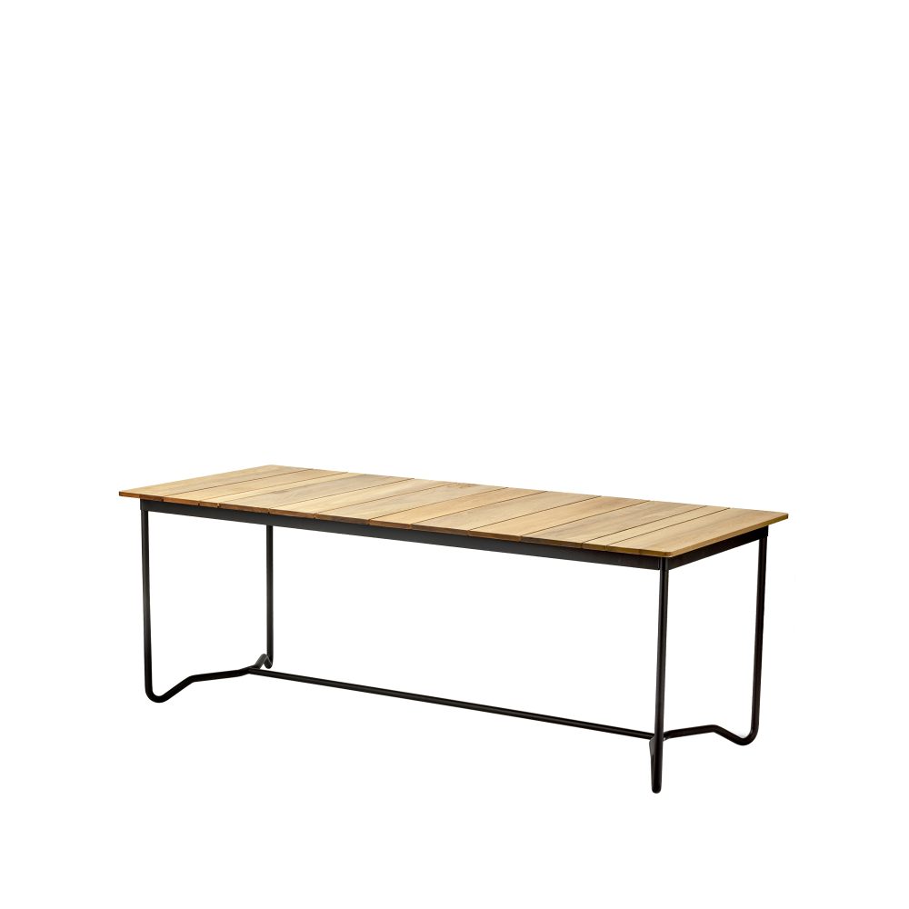 Grinda bänk, Teak, svart stativ