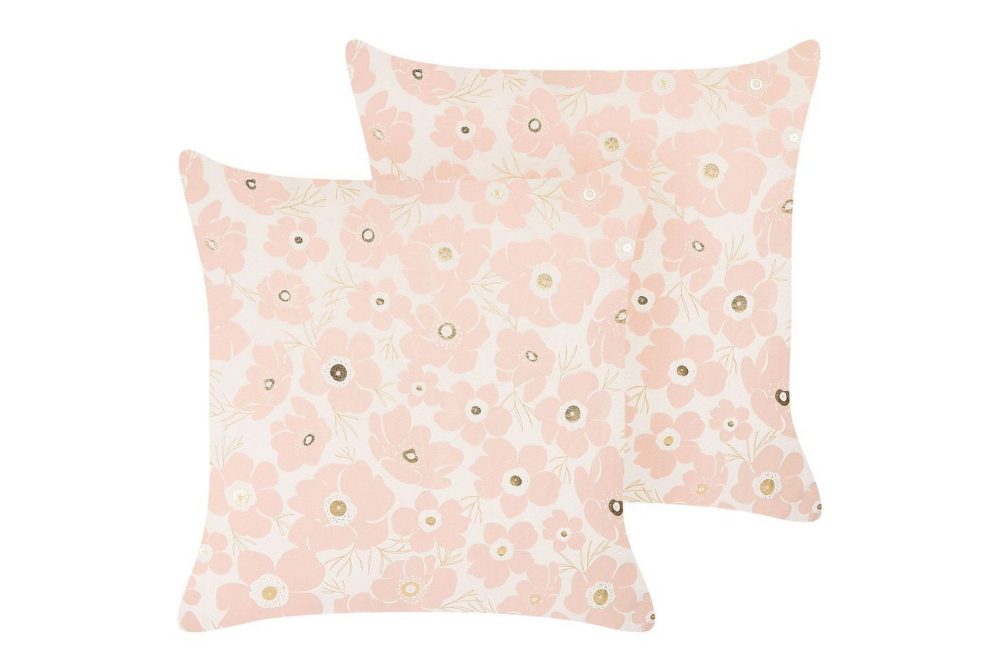 Prydnadskuddar Triteleia set om 2 Rosa/guld/beige