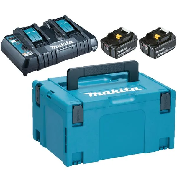 Makita Powerpack 198077-8 Laddpaket 2 st 6,0 Ah batterier, laddare, väska