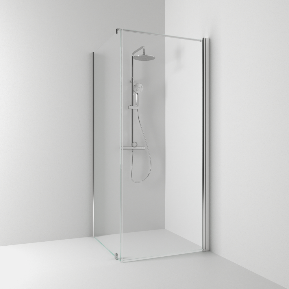 HÖRNDUSCH SVEDBERGS RAK/FAST SK HG BL/KL90X80, BLANK KLAR INTHT 90X198X80CM