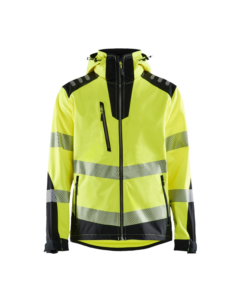 SOFTSHELLJACKA 4491 2513 VARSEL YELLOW/BLACK 4XL